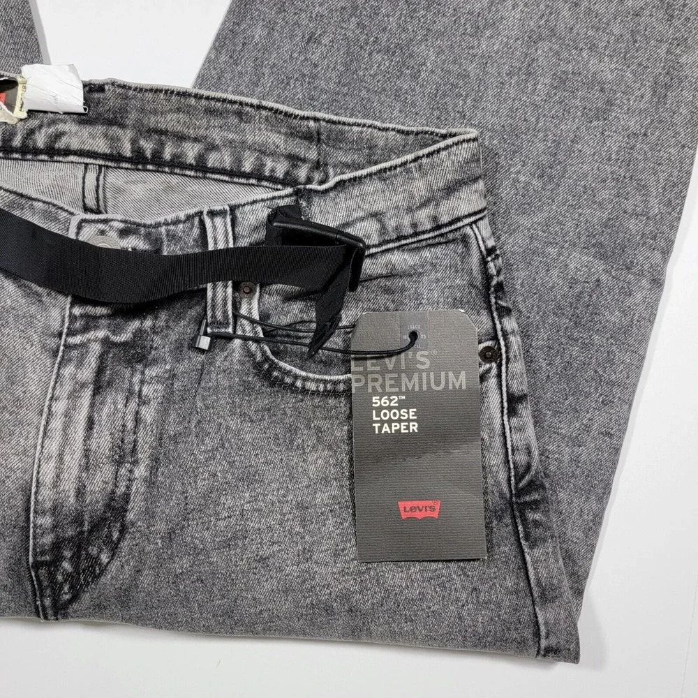 Levi's PREMIUM 562 Men's Denim Jeans Acid Wash Gray‎ Loose Taper Size 29x29 NEW